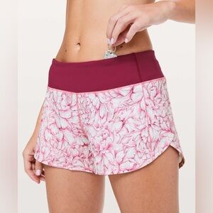 Lululemon speed shorts - floral bloom white star ruby exclusive color